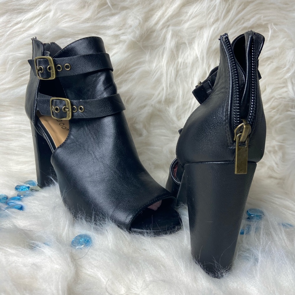 Leather Open Toe booties